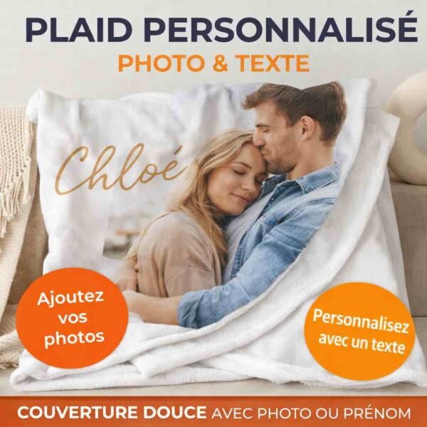 plaid personnalisé photo texte