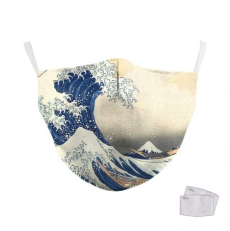 Masque tissu lavable avec filtres PM 2.5 – Vague de Kanagawa