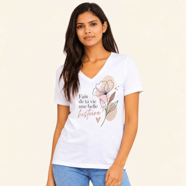 t-shirt personnalisé col V femme