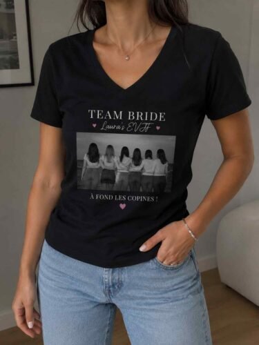 t shirt personnalisé col v femme