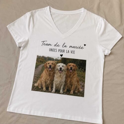 t shirt personnalisé photo col v