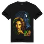 T-shirt Bob Marley Rock Ample Noir