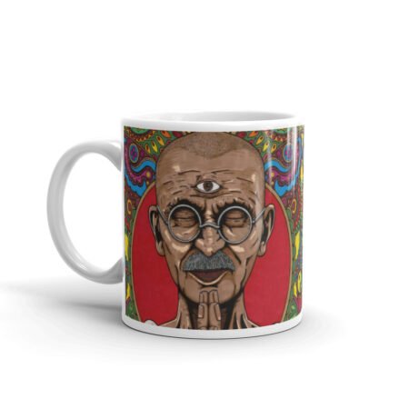Mug Gandhi 3ème Oeil Meditation Blanc Brillant
