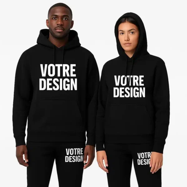Ensemble jogging personnalisé unisexe noir