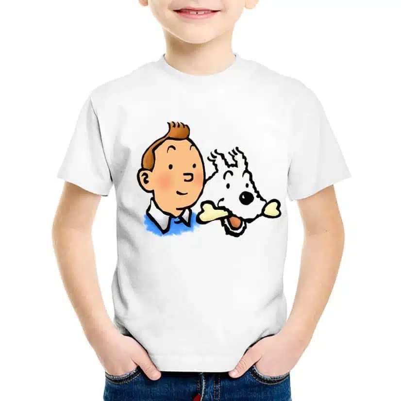 T-shirt Tintin et Milou enfant Impression de bande dessin e TINTIN Enfants T shirts Dr les Enfants Mode t Manches Courtes