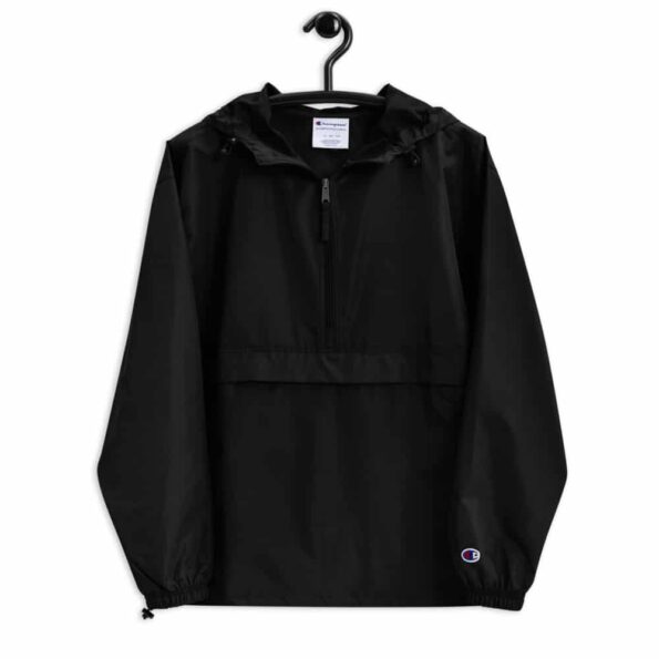 embroidered champion packable jacket black front 60f6da607c1eb