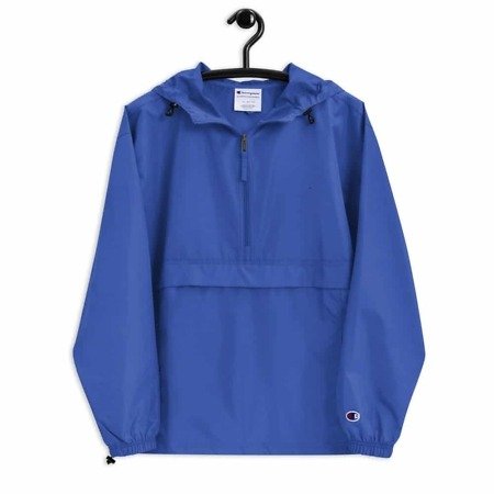 embroidered champion packable jacket royal blue front 60f82a0c9073e