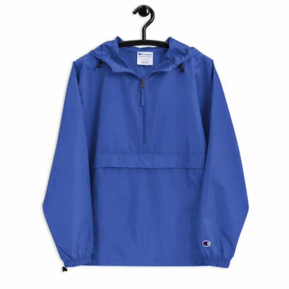 embroidered champion packable jacket royal blue front 60f82a0c9073e