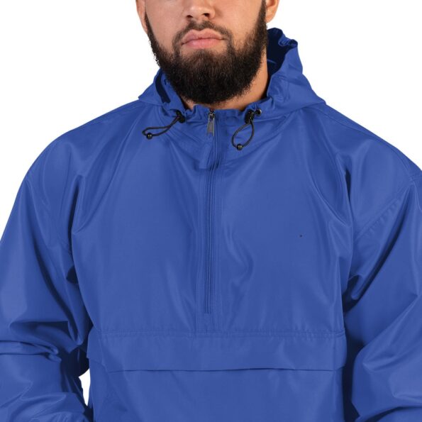 embroidered champion packable jacket royal blue zoomed in 60f82a0c90906