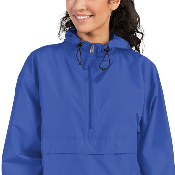 embroidered champion packable jacket royal blue zoomed in 60f82a0c9095b