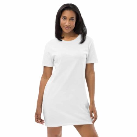 organic cotton t shirt dress white front 60f9507c779be