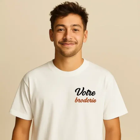 T-shirt personnalisé brodé Coton épais Blanc