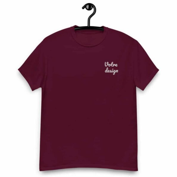 T-shirt personnalisé brodé Homme Coton épais – Bordeaux