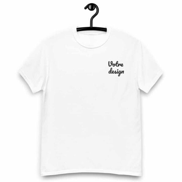 T-shirt personnalisé brodé Homme Coton épais Blanc