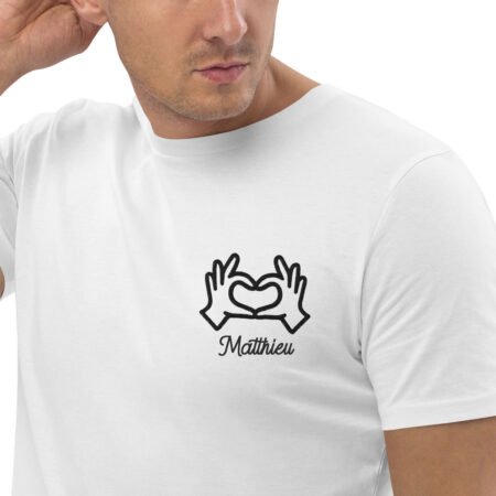 T-shirt personnalisé brodé Homme Coton épais Blanc