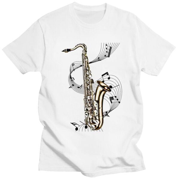 T shirt manches courtes pour hommes classique et la mode pour amoureux de Saxophone cadeau d