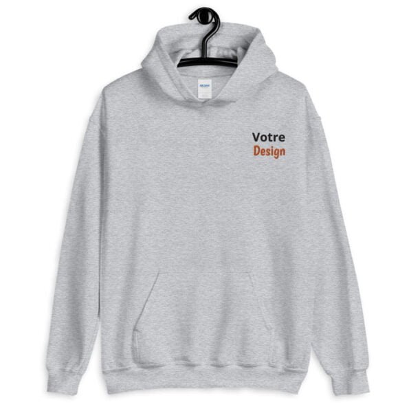 sweat à capuche personnalisé brodé gris