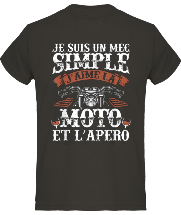 T-shirt Je suis un mec simple j’aime moto et apéro – Light Graphite – Face