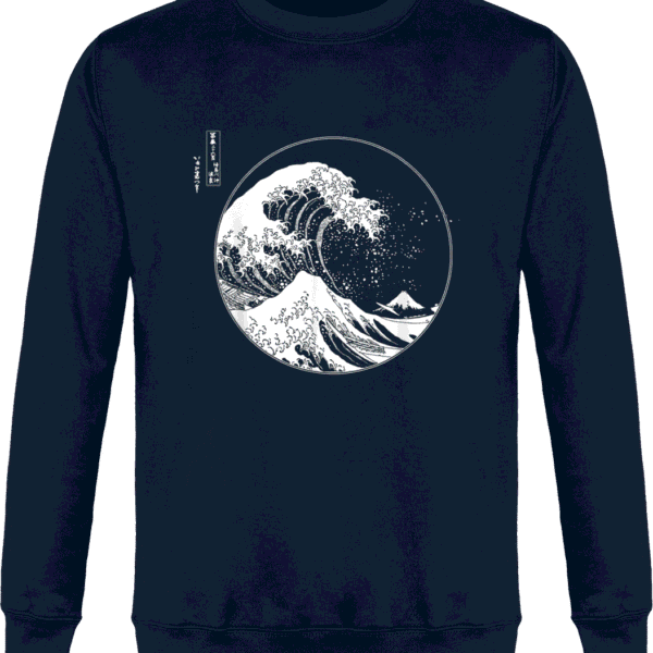 Sweat Grande vague de Kanagawa - KARIBAN Navy - Face