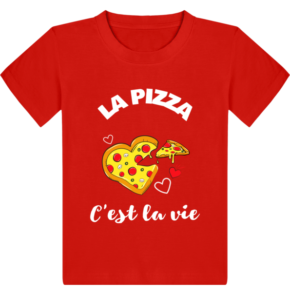 T-shirt Enfant La pizza c’est la vie – Red – Face