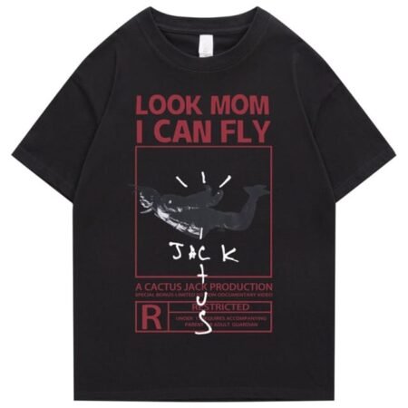 T-shirt Travis Scott Look Mom I can Fly – Noir