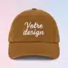 Casquette personnalisée brodée velours côtelé