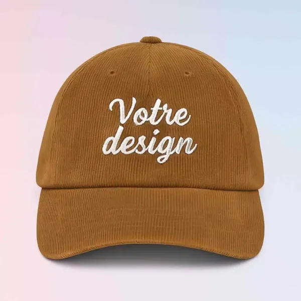 Casquette personnalisée brodée velours côtelé