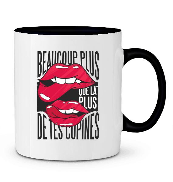 Mug Humour Femme Bicolore – NOIR – Profil droit