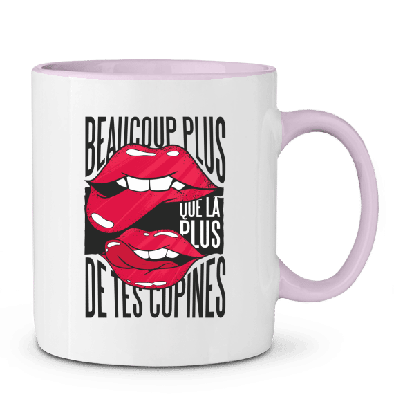 Mug Humour Femme Bicolore – ROSE – Profil droit