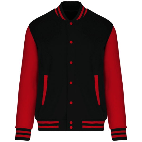 Veste Teddy personnalisable Mixte Bicolore - Black / Red - Face