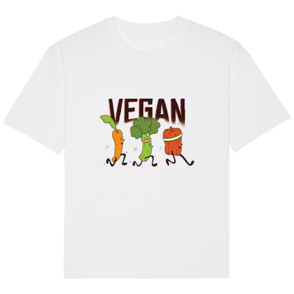 T-Shirt Vegan Légumes Ample Unisexe  – White – Face