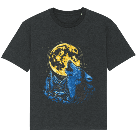 T-Shirt Loup Lune Ample - Unisexe