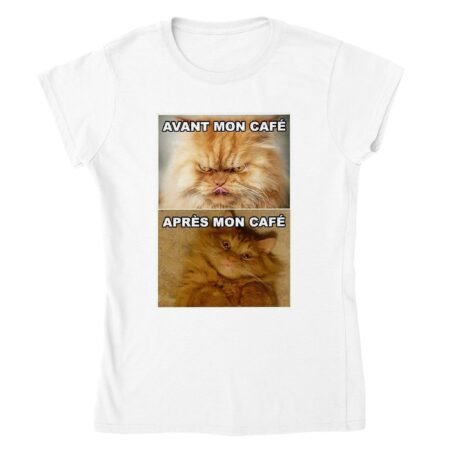 T-shirt Meme Chat Café femme