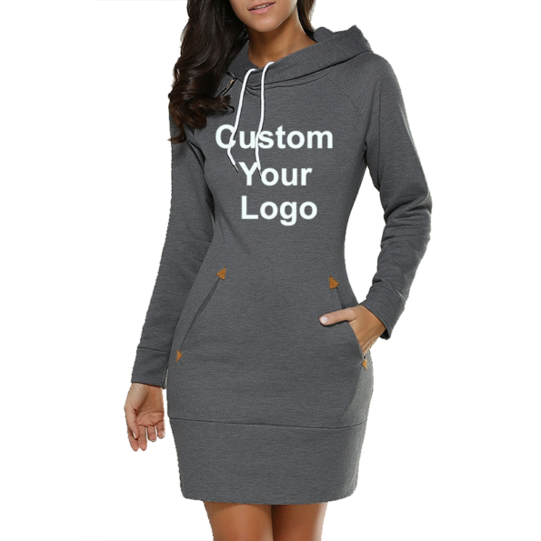 Robe à capuche à manches longues pour femmes, sweat-shirt décontracté à la mode avec votre Logo personnalisé