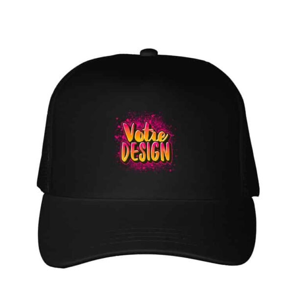 Casquette Noire personnalisable Trucker 5 panneaux