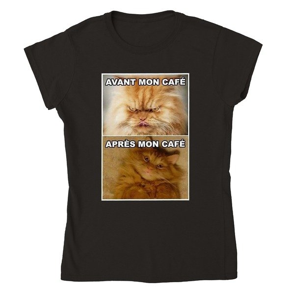 T-shirt Meme Chat Café femme
