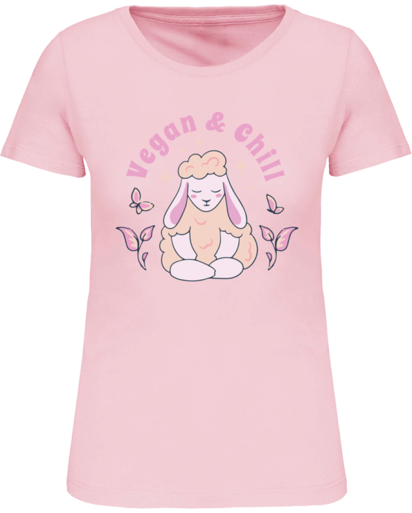 T-shirt Bio Vegan and Chill – Pale Pink – Face
