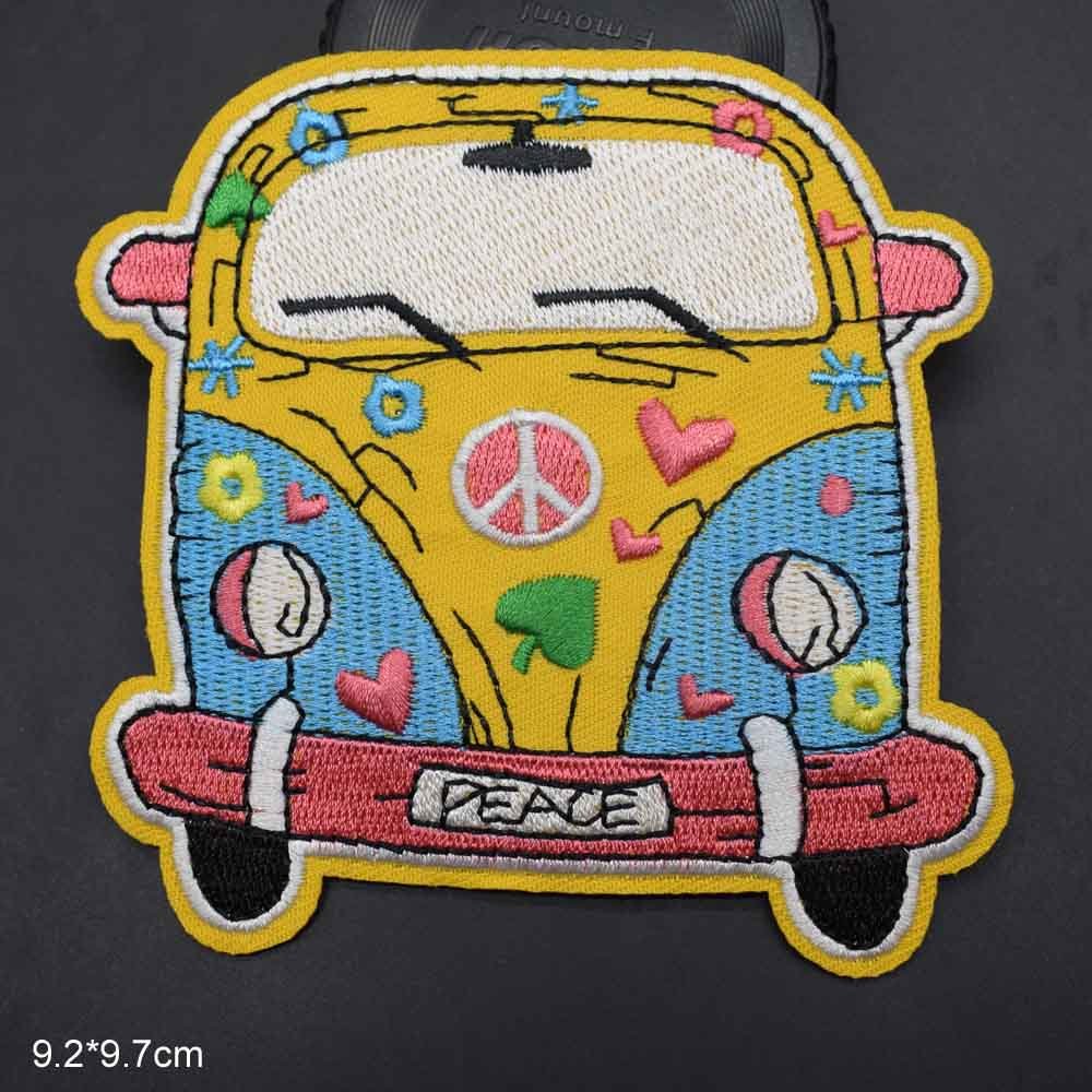 Patch Brodé Peace And Love Thermocollant - Symbole Paix, Diamètre 6,5 Cm, 100 % Polyester