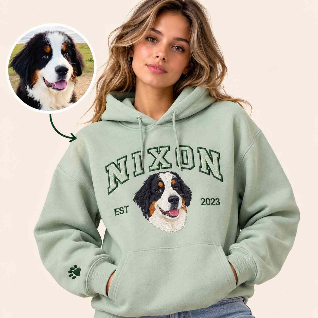Sweat personnalisé brodé chien coton épais 300g Sweat personnalisé brodé chien coton épais 300g