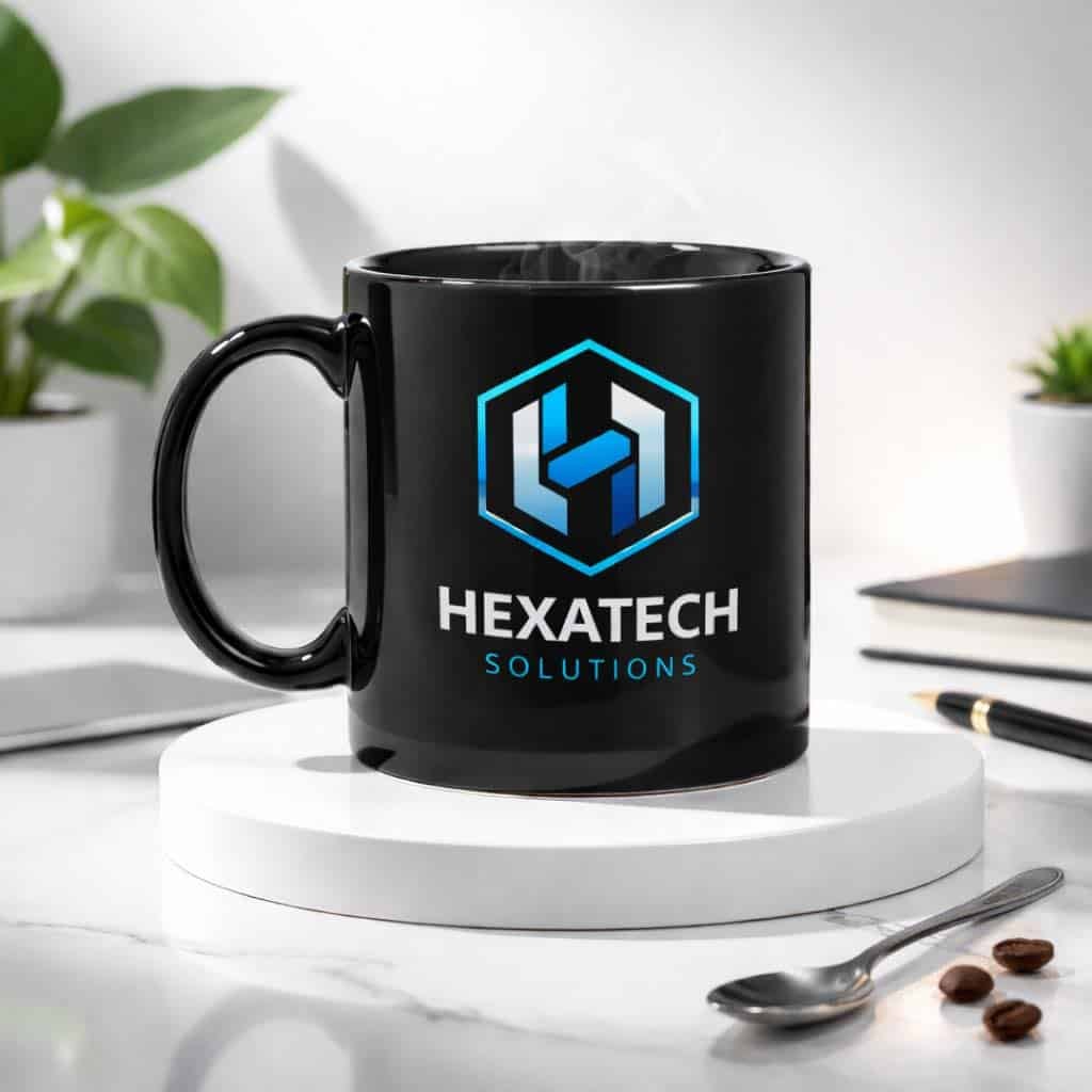 Mug personnalisé logo noir brillant Mug personnalisé logo noir brillant