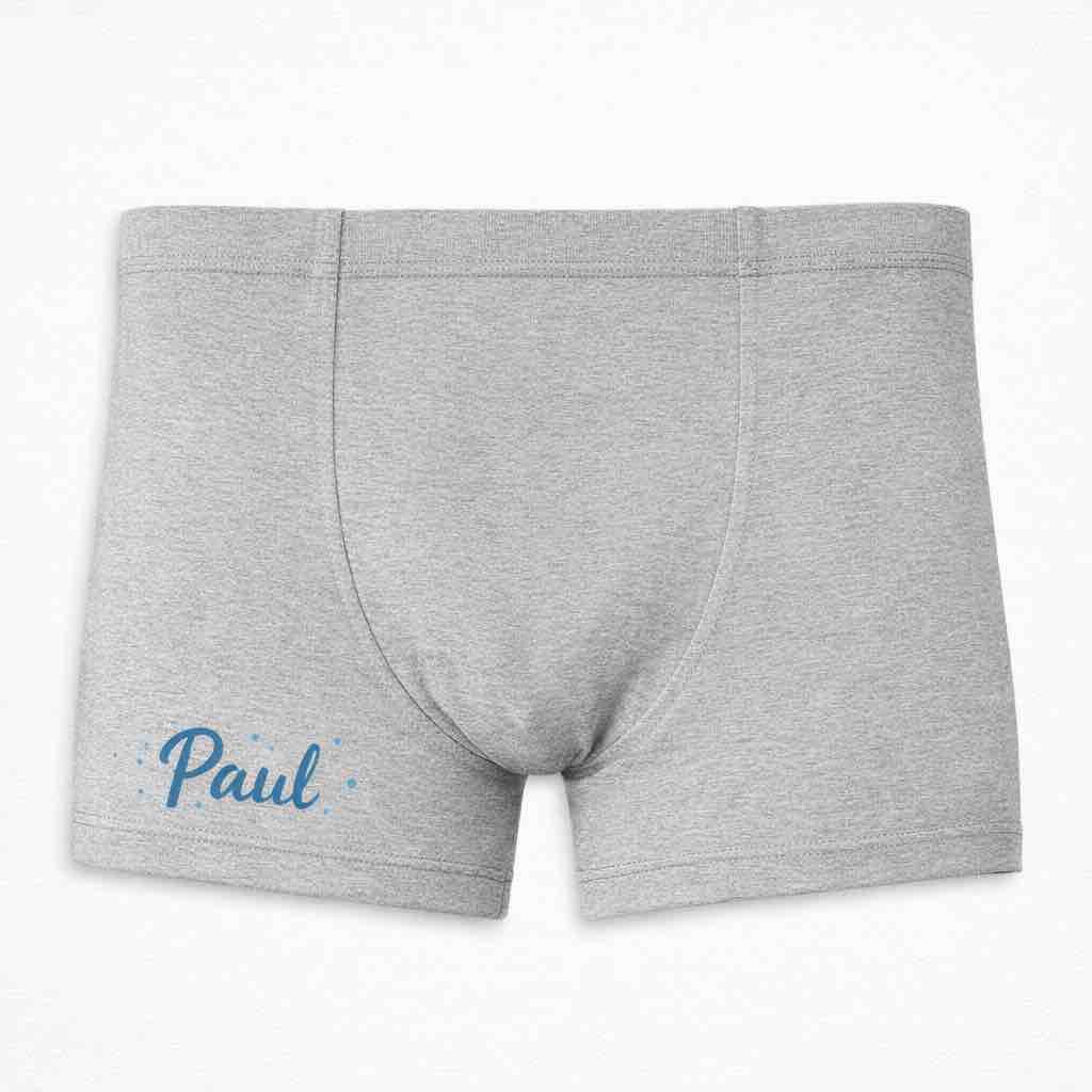 Boxer gris avec texte personnalisé