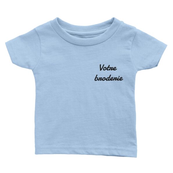 T-shirt brodé personnalisé bébé bleu ciel