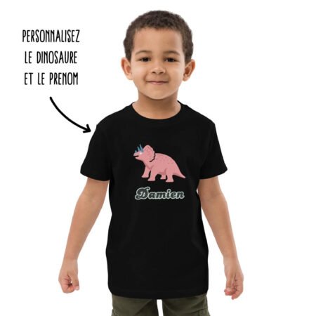 T-shirt personnalisé Dinosaure en coton bio enfant