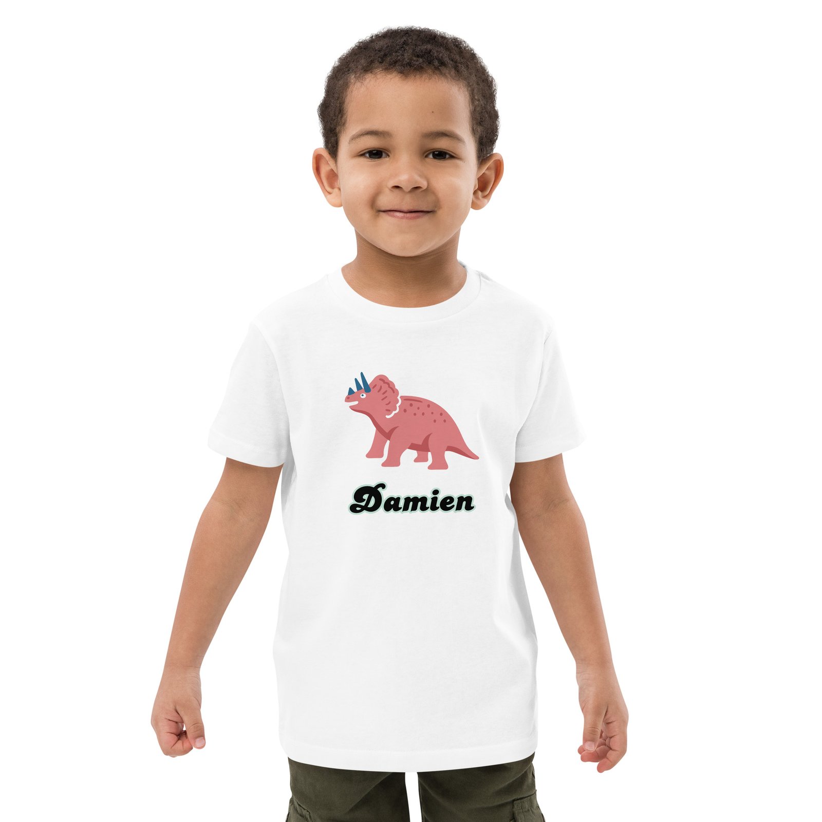 T-shirt personnalisé Dinosaure en coton bio enfant