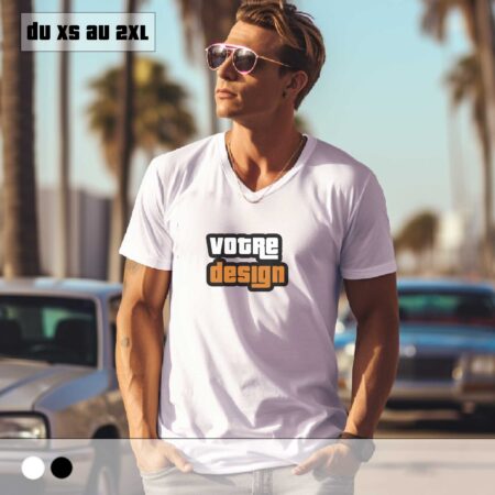 t shirt personnalise col v homme 1