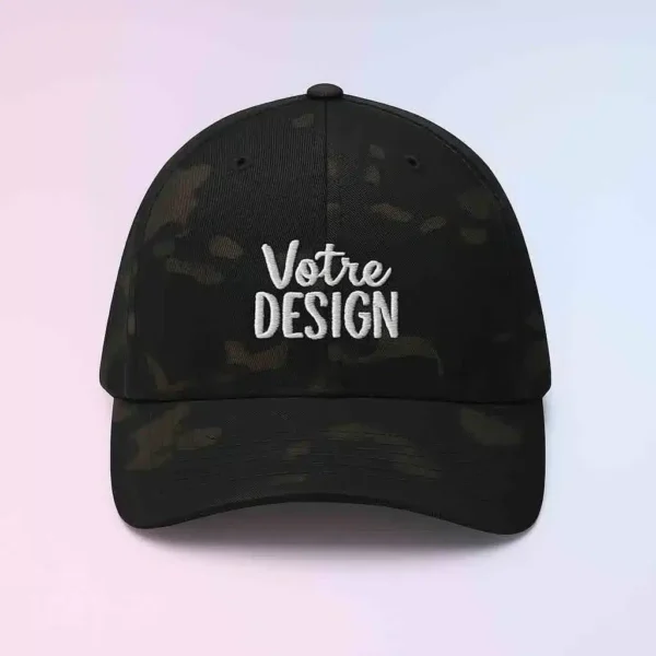 Casquette camouflage noir brodée personnalisée