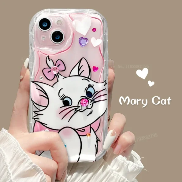 Coque en silicone souple Disney Mary Cat pour iPhone coque avec lani re en diamant antichoc 1