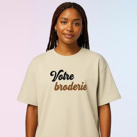 T-shirt brodé oversize délavé Beige