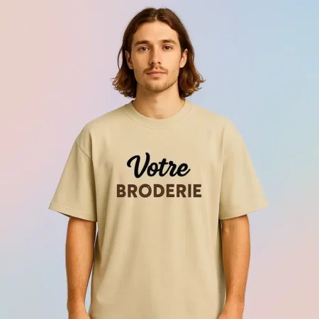 T-shirt brodé oversize délavé Beige 2