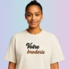 T-shirt brodé oversize délavé Crème
